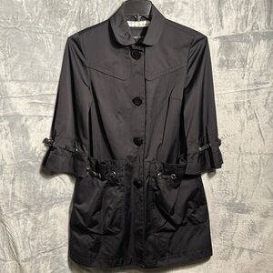 Nine West dress coat women's black lined rain long coat